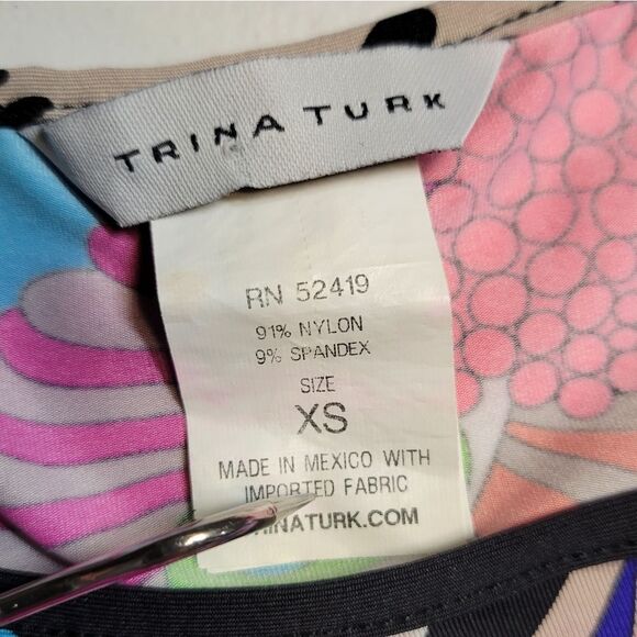 Trina Turk Beach Tunic Swimsuit Cover-up Hippie Psychedelic Groovy Pattern - Picture 7 of 9